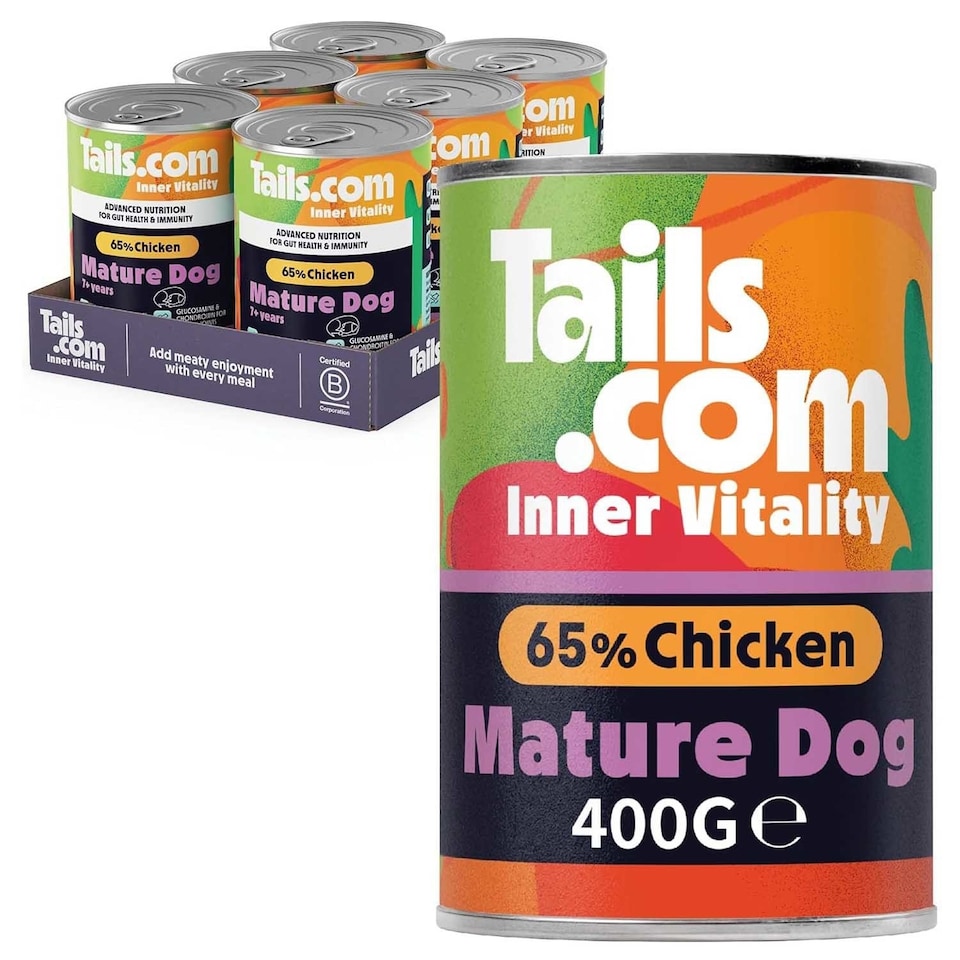 image 1 of Tails.com Inner Vitality Wet Dog Food Can Mature Chicken 6 x 400g