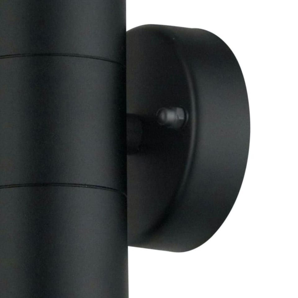 image 1 of First Choice Lighting Set of 2 Blaze Black Outdoor Up Down Wall Lights Black | Clear