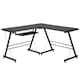 image 1 of HOMCOM L Shape Desk Straight Corner Table Office Gaming Laminated Sturdy Black