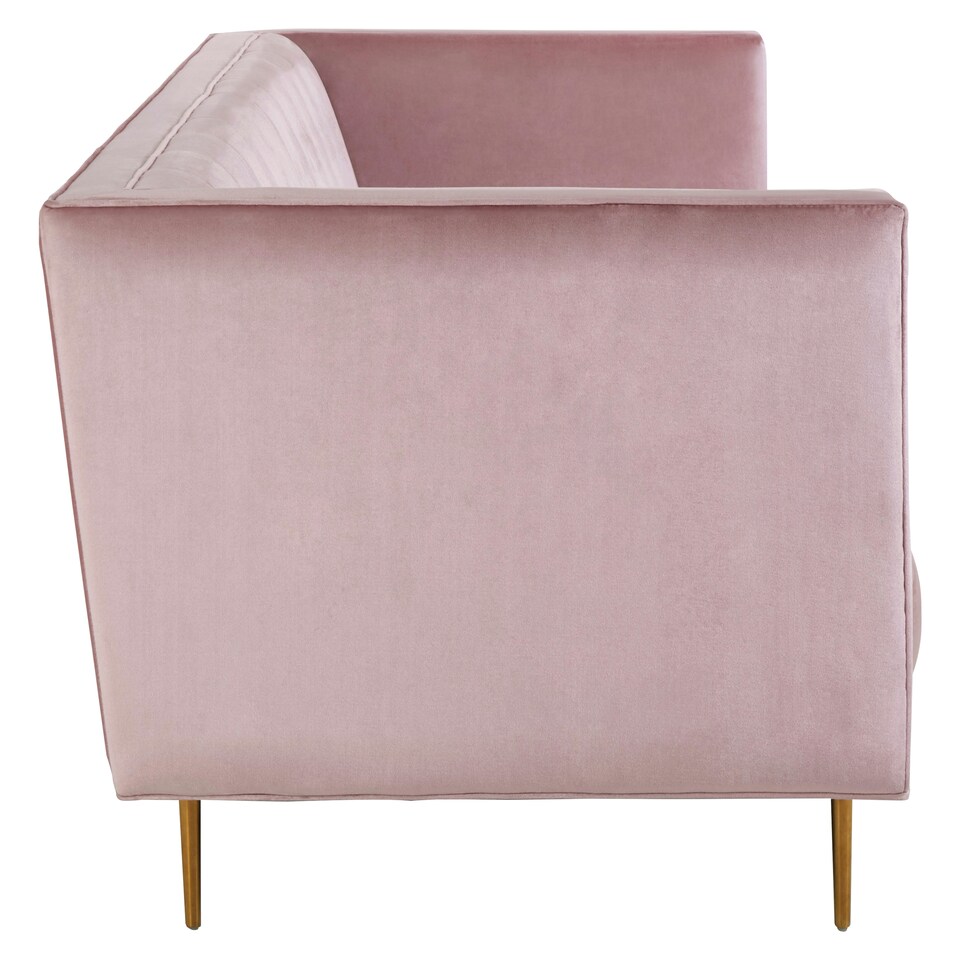 image 1 of Interiors by Premier 3 Seat Pink Sofa, Plush Pink Velvet Upholstered Settee Sofa, Classic Style Sofa Couch For Outdoor Patio Pink