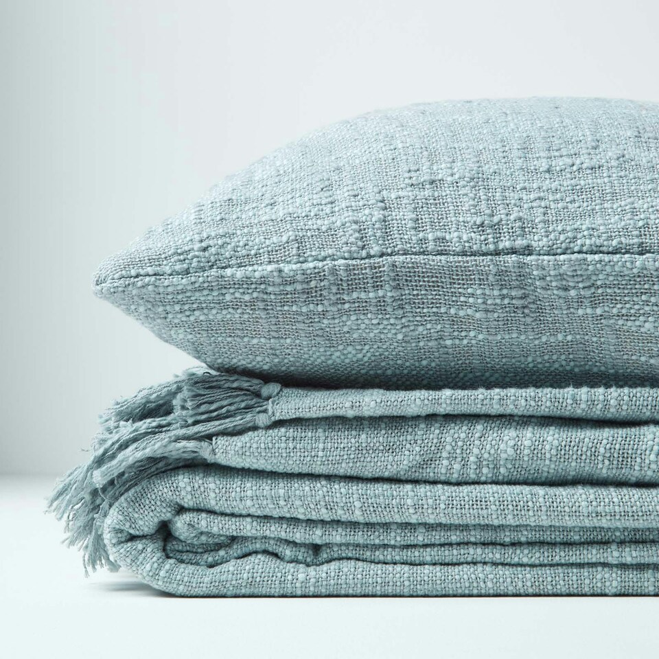 image 1 of Homescapes Nirvana Slub Cotton Grey Throw - 255 x 360 cm Grey