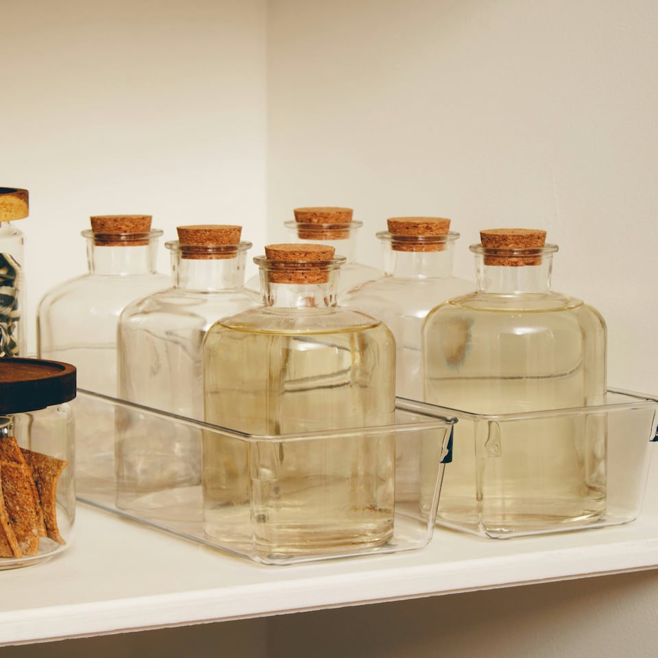 image 1 of Interiors by Premier Functional Design Set Of 6 Round Glass Bottles, Glass Bottles For Kitchen, Versatile Use Clear Glass Bottles