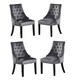 image 1 of Set of 4 Velvet Dining Chairs Ergonomic Scoop Knockerback & Button Tufted Wood Legs Grey | Dark Grey