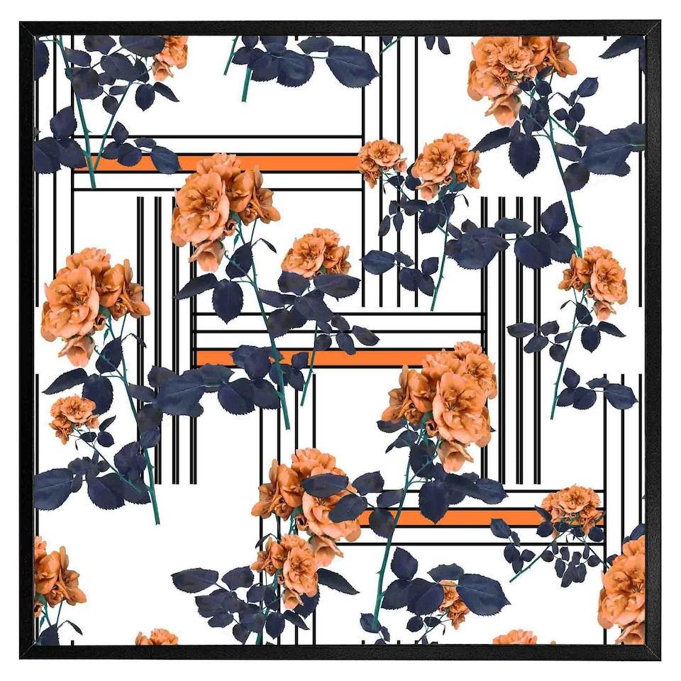 image 1 of Geometric lines & flowers (Picutre Frame) Grey | L