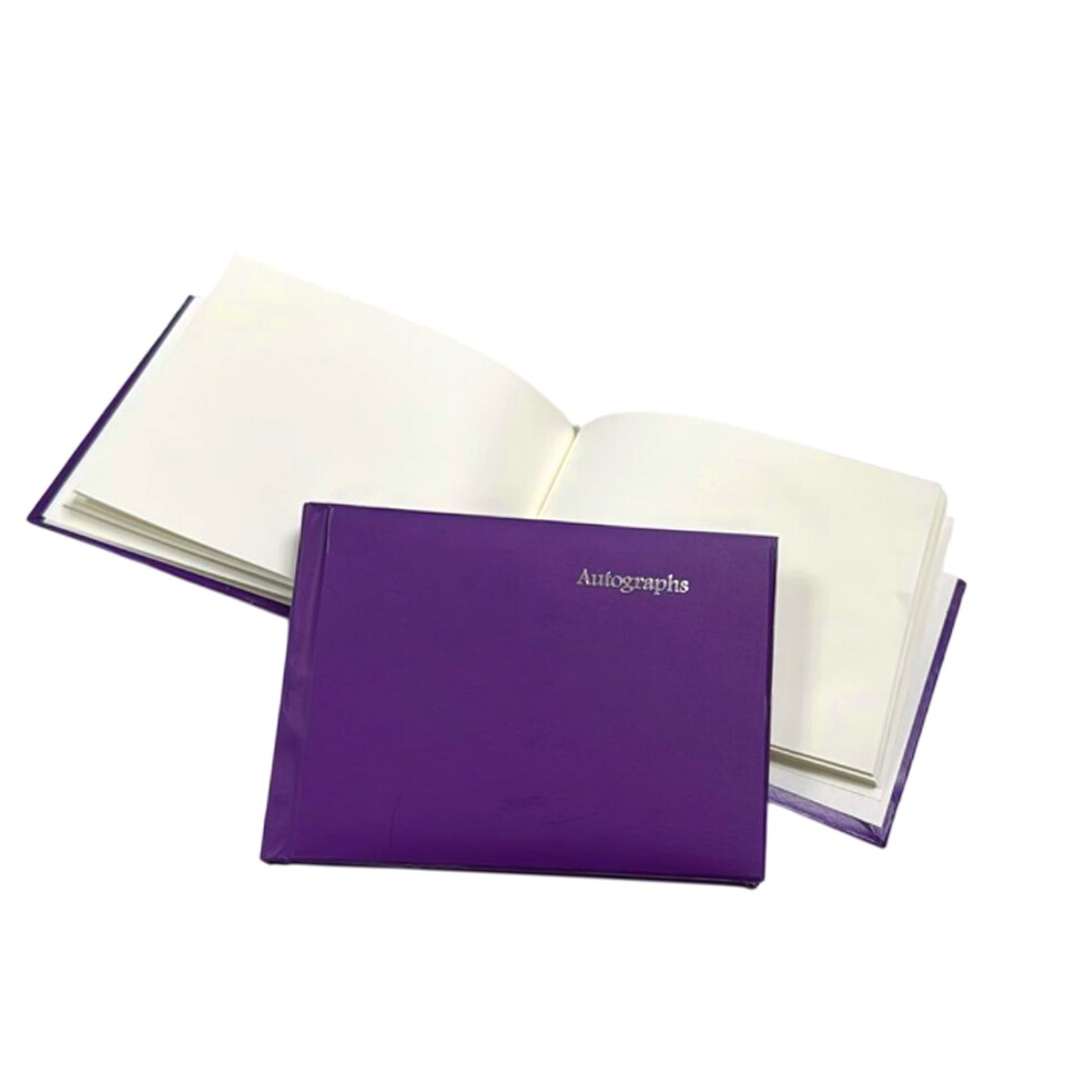 image 1 of 100 Pages Purple Autograph Book - School Leavers Signature, End of Term Memory Book | Purple | Purple