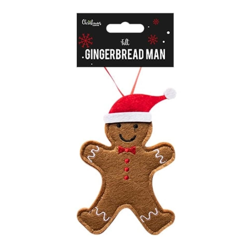 image 1 of Christmas Gingerbread Man Felt Hanging Tree Decoration
