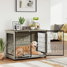 PawHut Dog Crate Furniture End Table w/ Cushion for Large Dogs