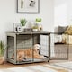 image 1 of PawHut Dog Crate Furniture End Table w/ Cushion for Large Dogs