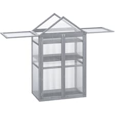 Outsunny 80x47x138cm Wood Cold Frame Greenhouse for Plants PC Board Orange