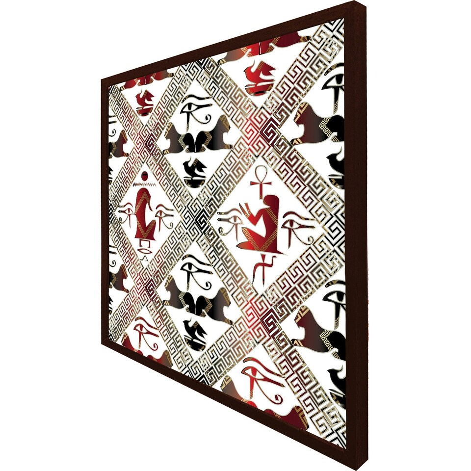 image 1 of Egyptian hieroglyphs in red & black (Picture Frame) Brown | Oak | L