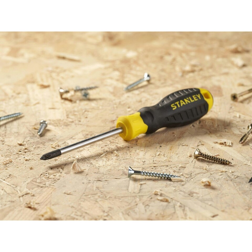 image 1 of Stanley Hand Tools Cushion Grip Screwdrivers, Phillips Tip - Multi Colour - PH1 x 75mm