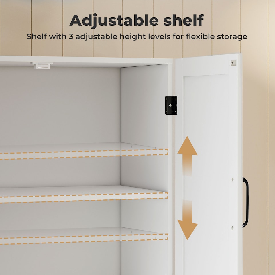 image 1 of Levede Wall Cabinet Hanging Kitchen Cupboard Bathroom Storage Organiser White