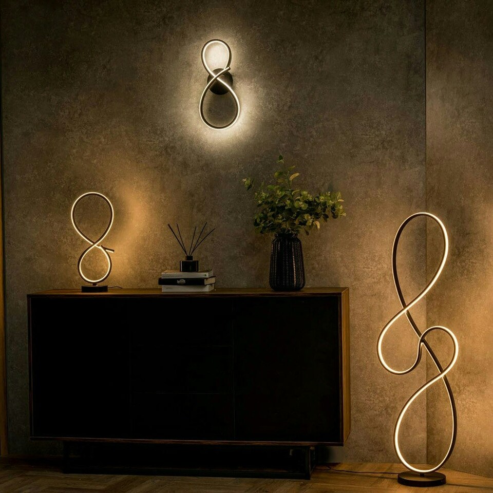 image 1 of ValueLights Infinity Black Swirl Integrated LED Table Lamp