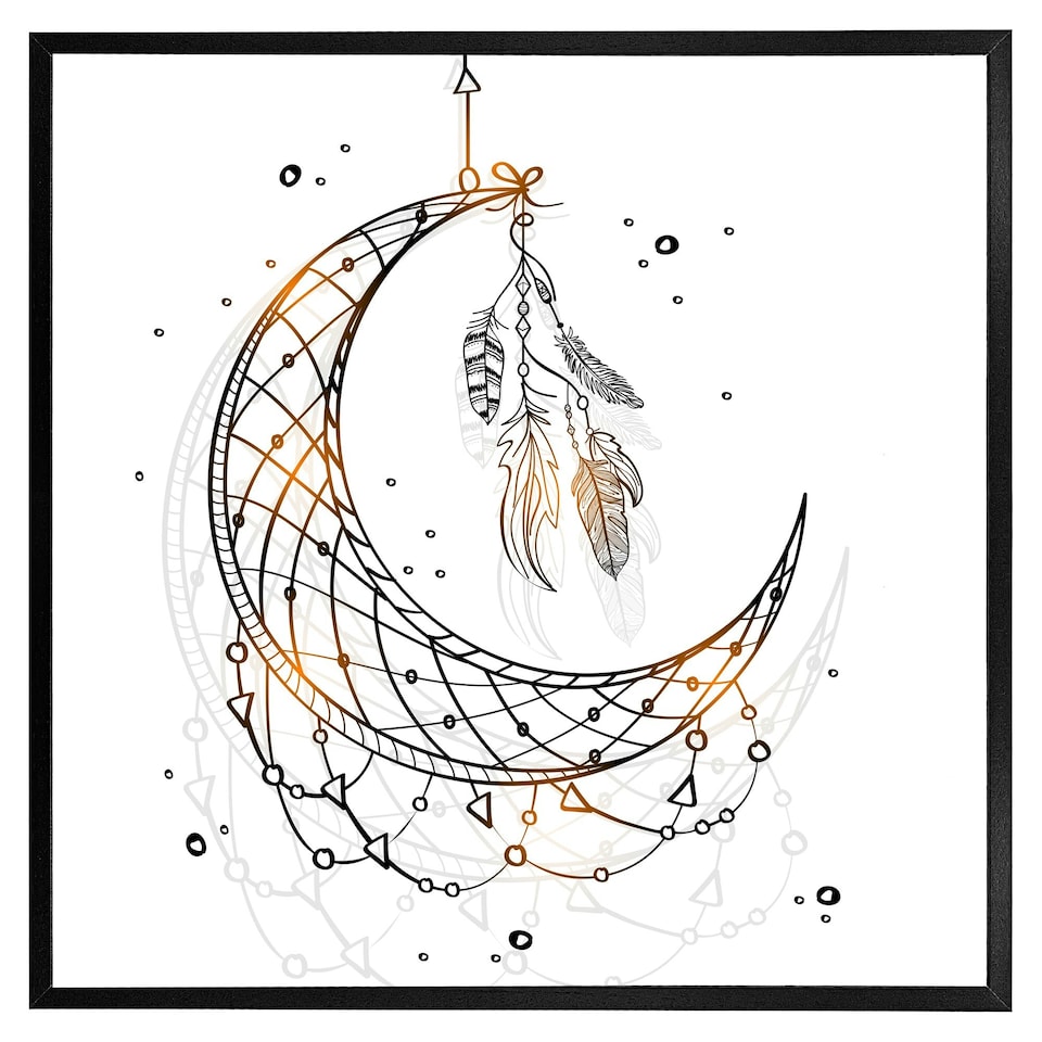 image 1 of Dream catcher with crescent moon (Picutre Frame) White | L