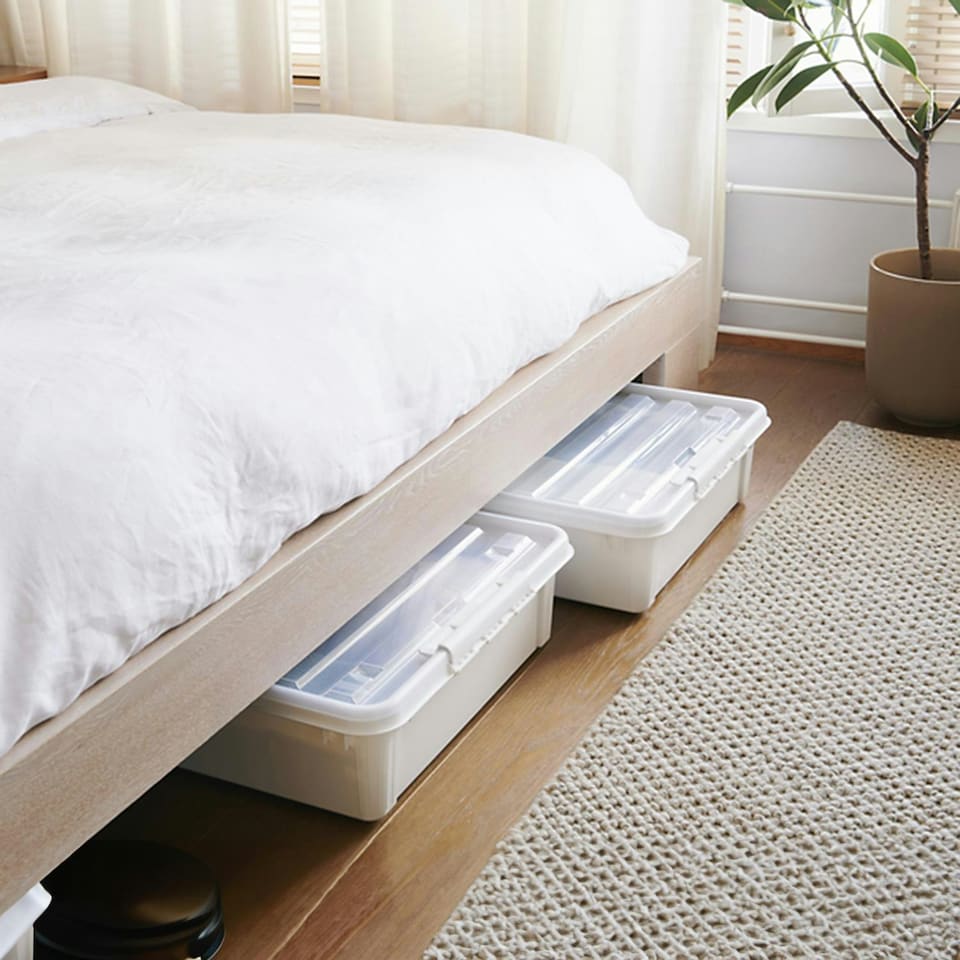 image 1 of Smartstore Bedroller Underbed Storage Box with Transparent Foldable Lid 60L, 4pk
