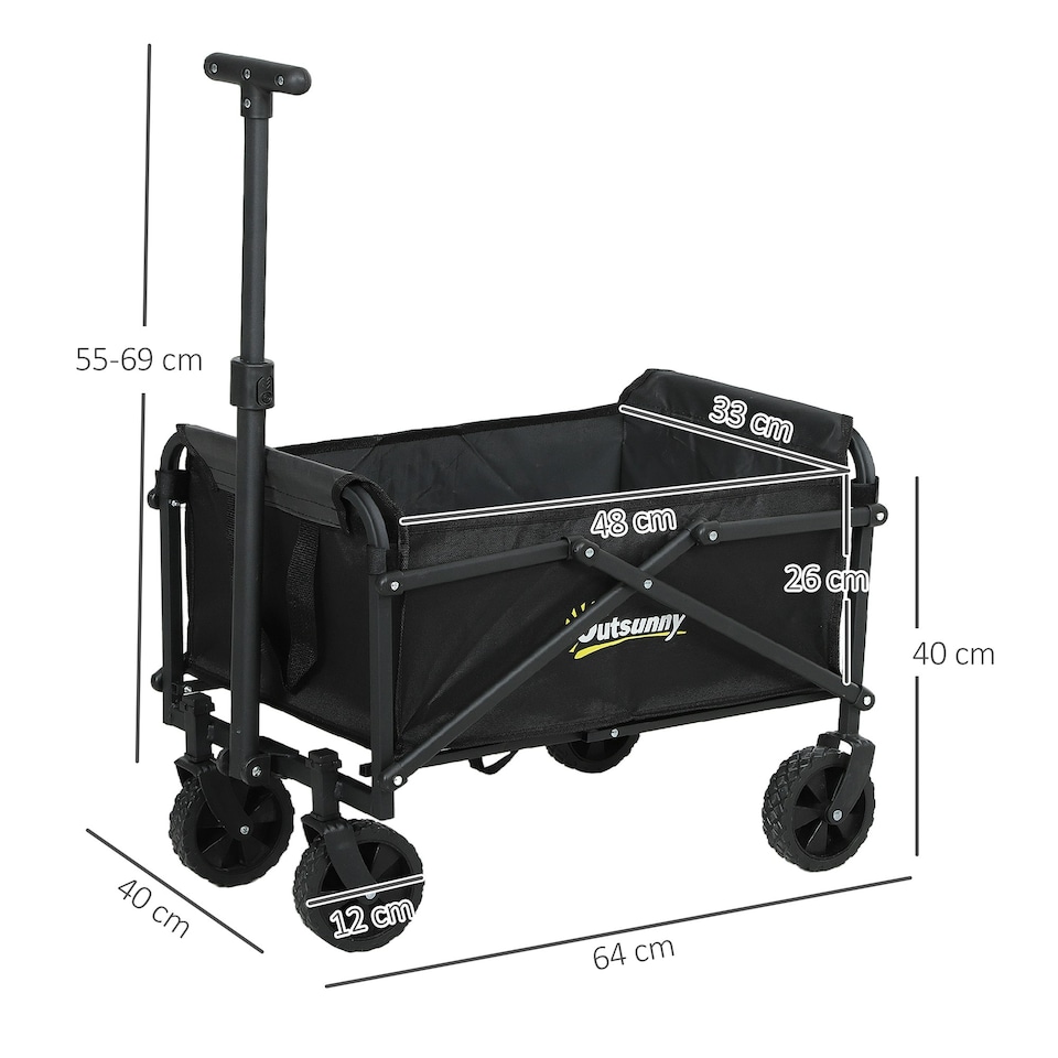 image 1 of Outsunny 41L Festival Trolley, 60kg Heavy Duty Folding Trolley Cart, Black