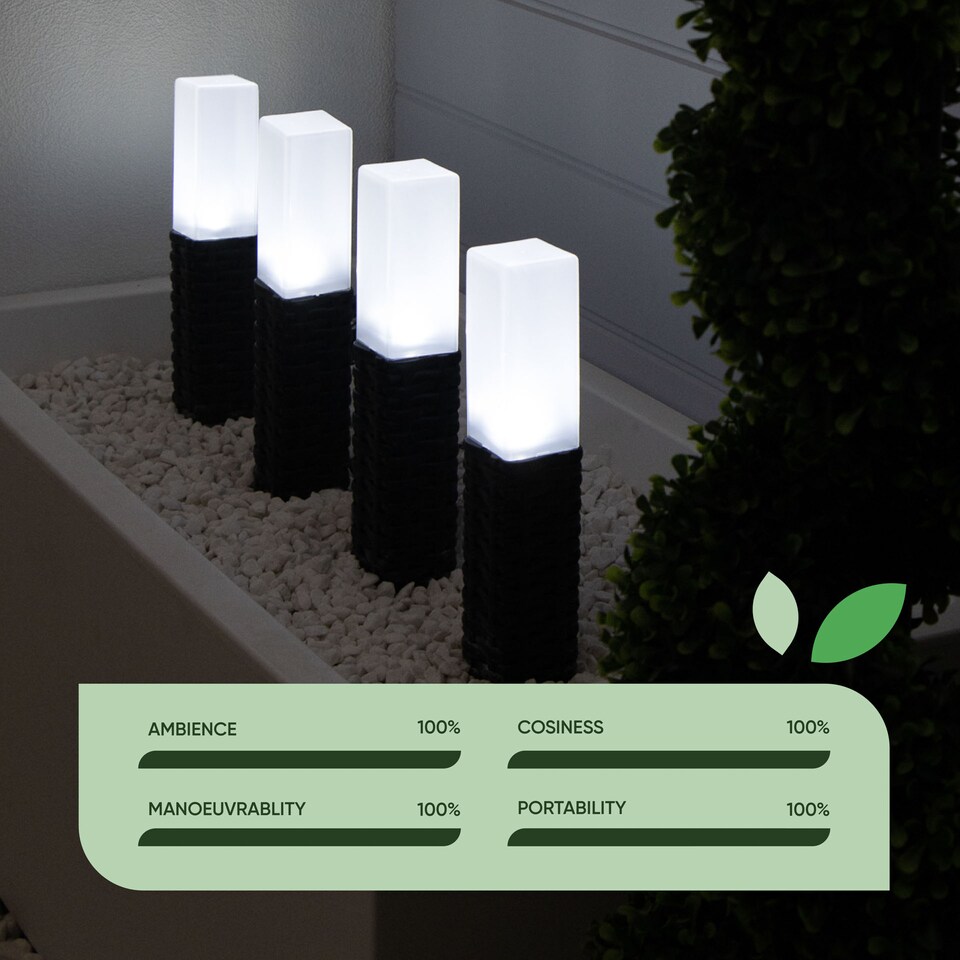 image 1 of Rattan Style Solar LED Garden Stake Lights 4 Pac