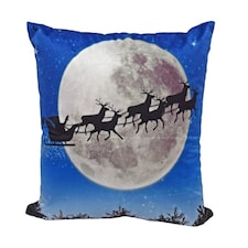 Flying Sleigh Cushion Cover with Cusion Pads (43x43 cm) Multi Multi
