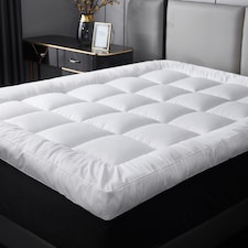 Ezysleep 4 Inch Thick Super Soft Microfibre Mattress Topper Deep Fill Comfort | White