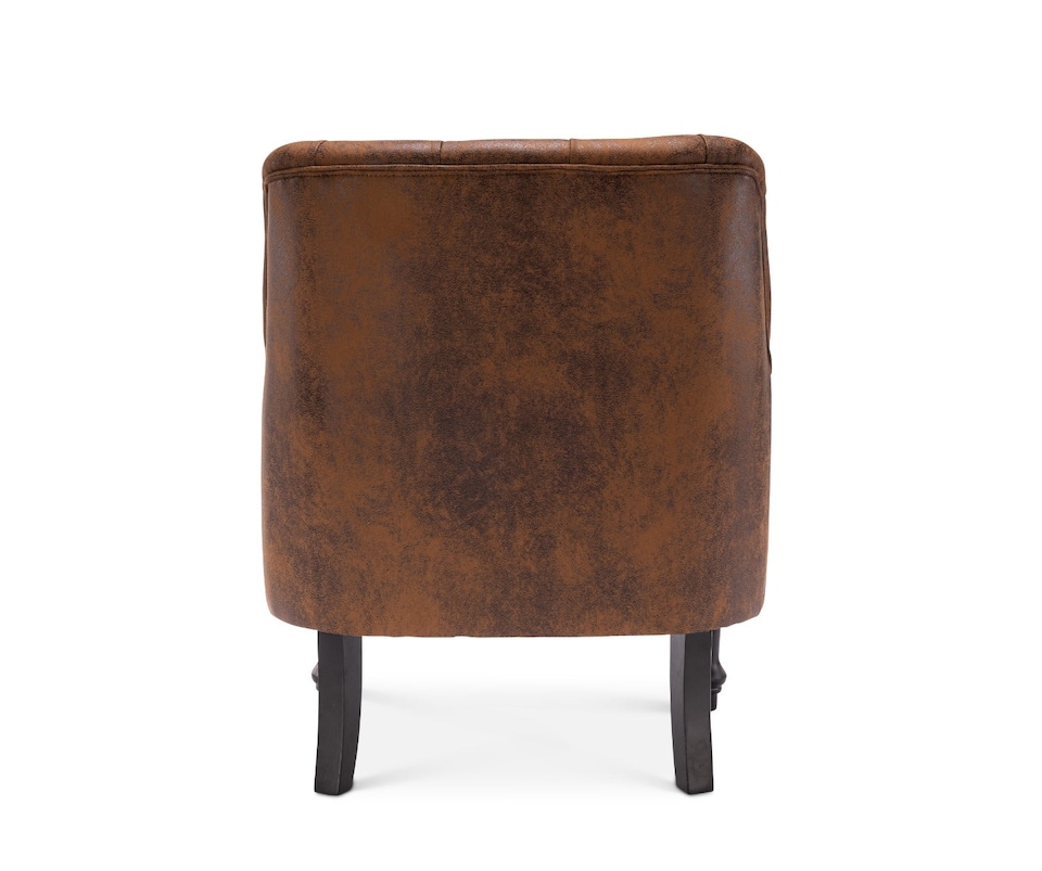 image 1 of Faux Leather Suede Brown Armina Accent Chair