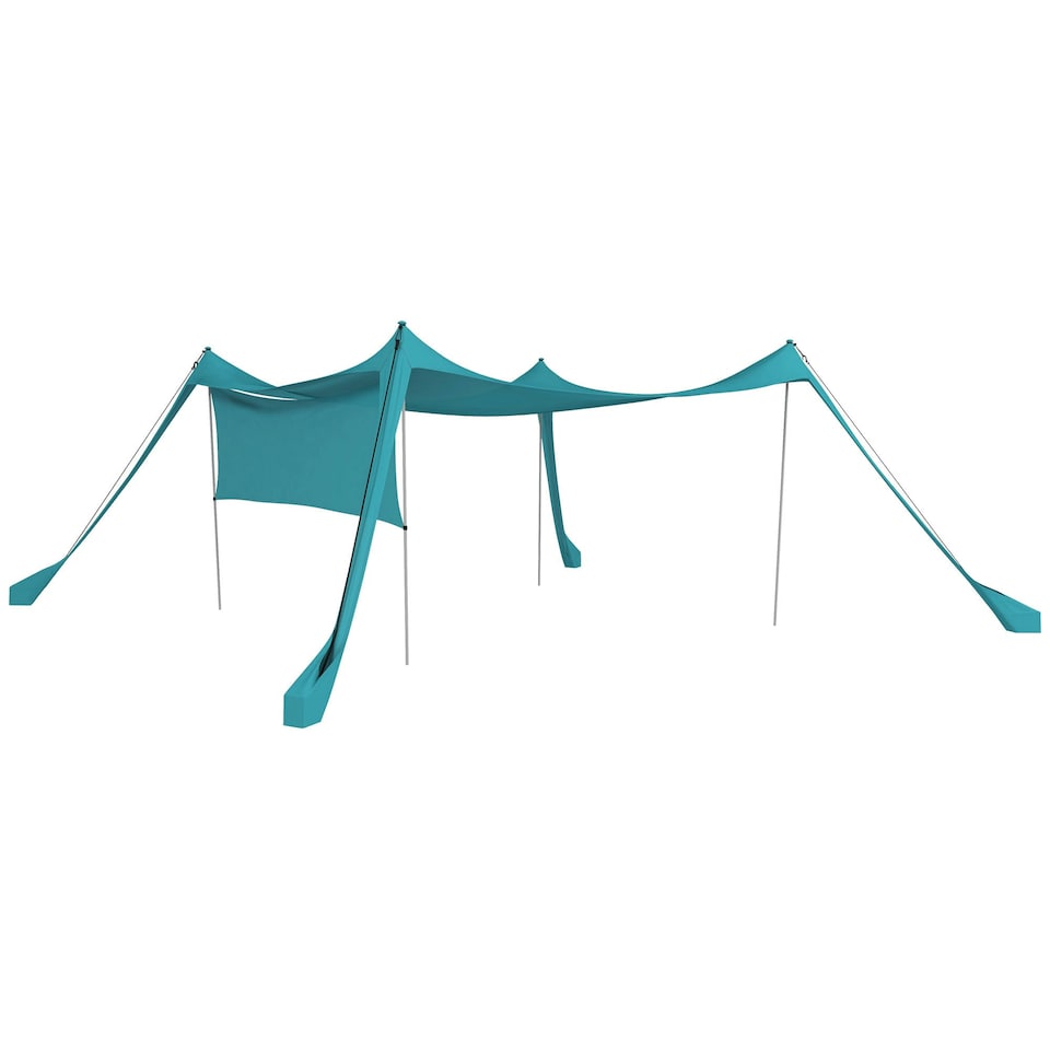 image 1 of Outsunny Beach Tent Shelter with A Detachable Sidewall, 3 x 3(m), Sky Blue