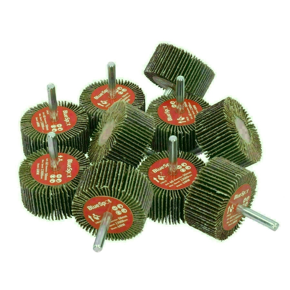 image 1 of 60 Grit 50mm Flap Wheel Disc Abrasive Sanding Pads For Drills 6mm Shank 20pc