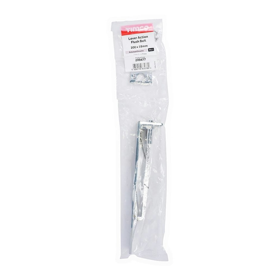 image 1 of Timco - Lever Action Flush Bolt - Polished Chrome (Size 200 x 19mm - 1 Each)