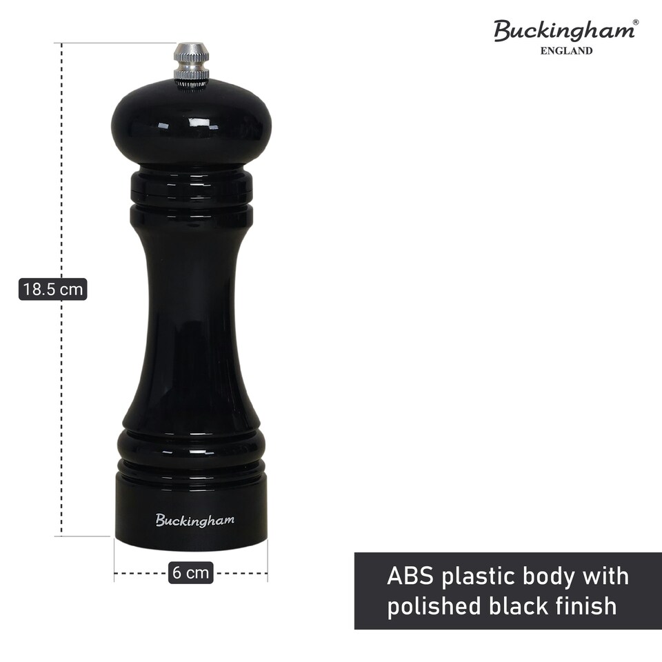 image 1 of Buckingham Black ABS Plastic Classic Salt / Pepper Mill