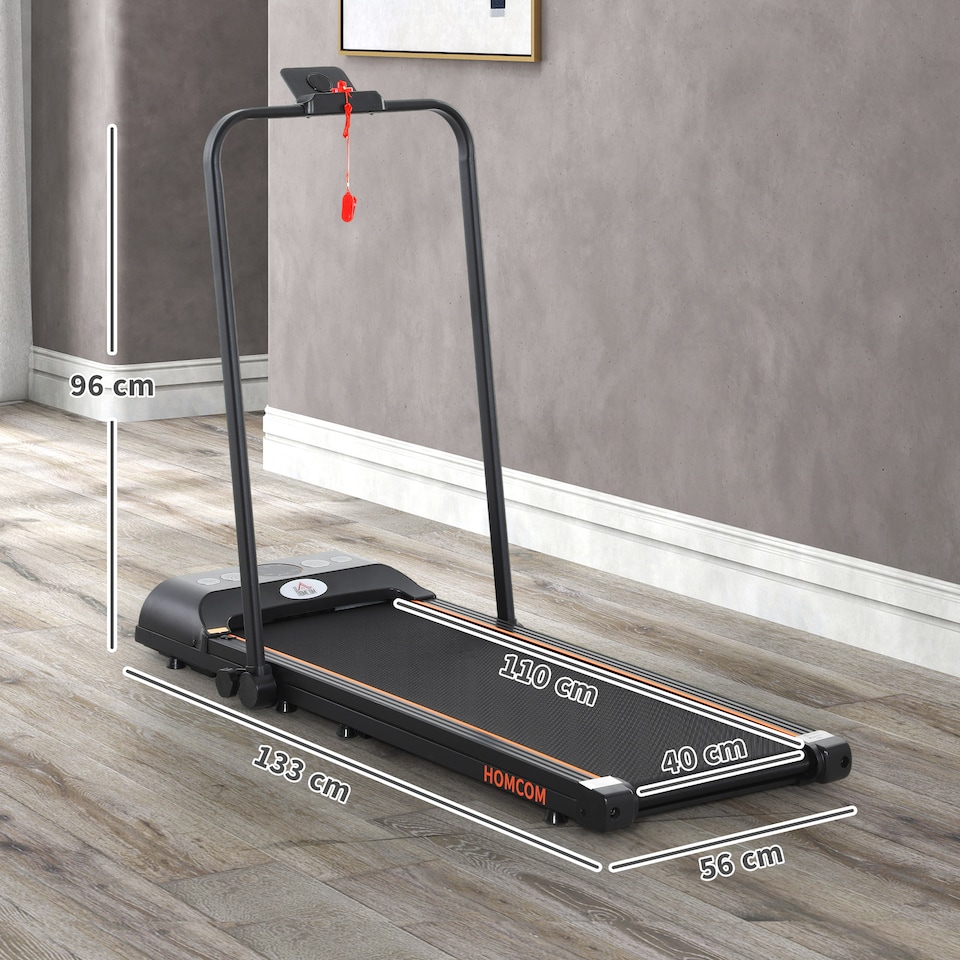 image 1 of HOMCOM Foldable Walking Treadmill with LED Display, Orange