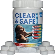 Clear & Safe 1kg 20g 5 in 1 Multifunction Chlorine Tablets for Pool, Spas & Hot Tubs