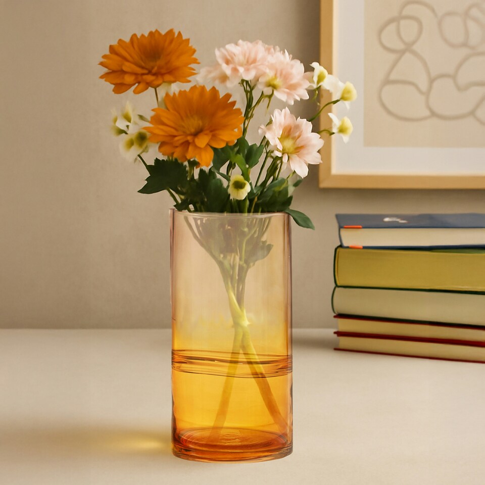 image 1 of Interiors by Premier Contemporary Design Vase, Easy To Assemble Flower Ceramic Vase, Compact And Lightweight Vase For Flowers Clear