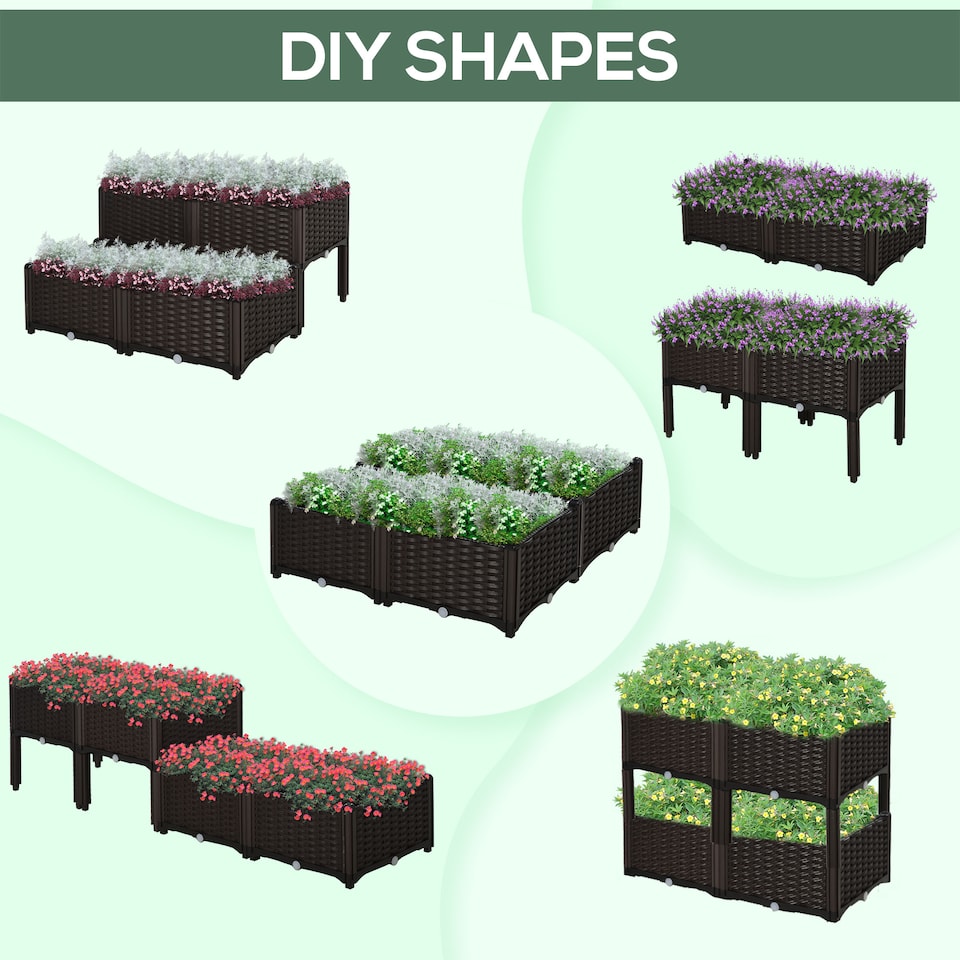 image 1 of Outsunny 4-piece Elevated Flower Bed Vegetable Herb Planter Plastic