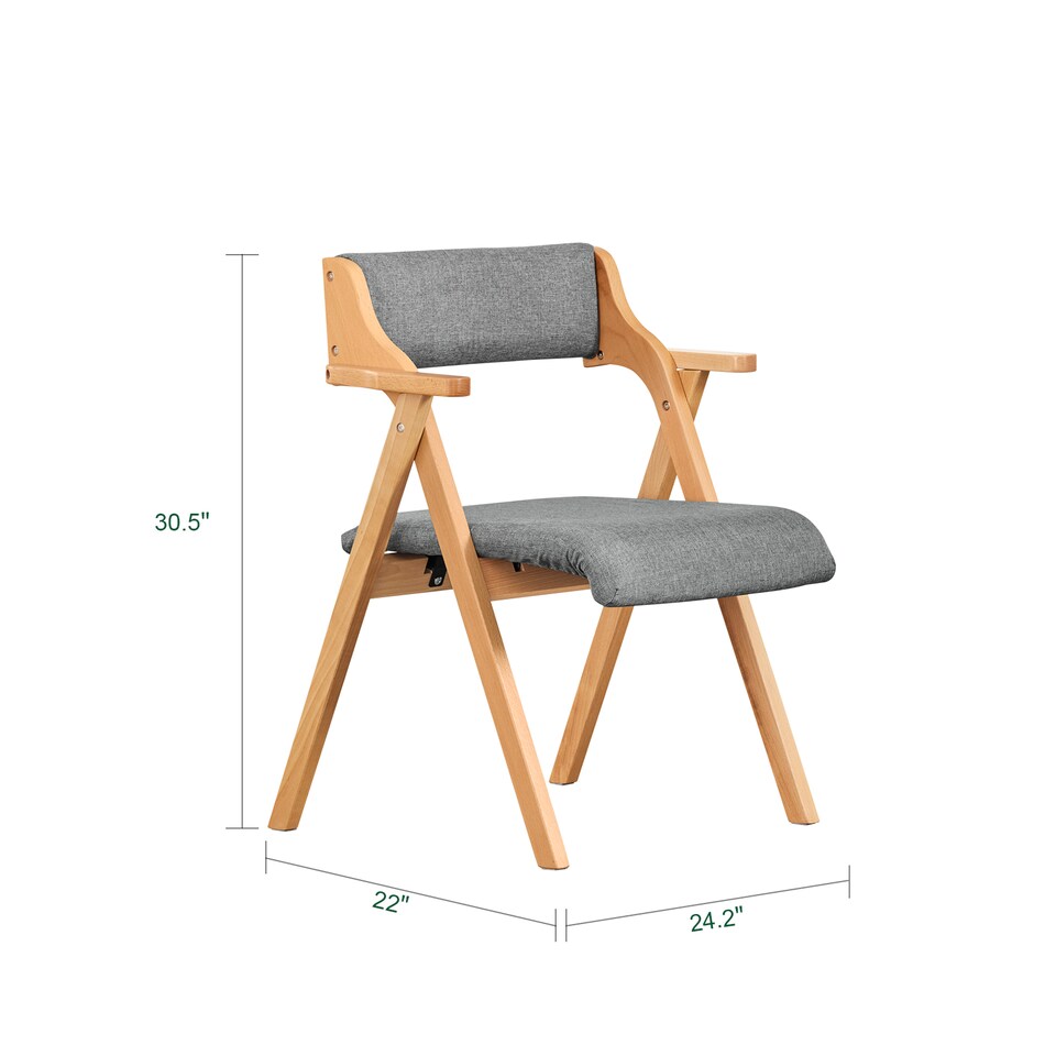 image 1 of SoBuy 2 Folding Chairs Gray, Solid Wood Frame, 24.2x22x30.5 in, 14 kg - FST98-HGX2