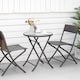 image 9 of Outsunny 3 Pieces Rattan Bistro Set, Wicker Folding Garden Furniture Set with Round Glass Top Coffee Table and Chairs for Outdoor, Patio, Balcony, Brown
