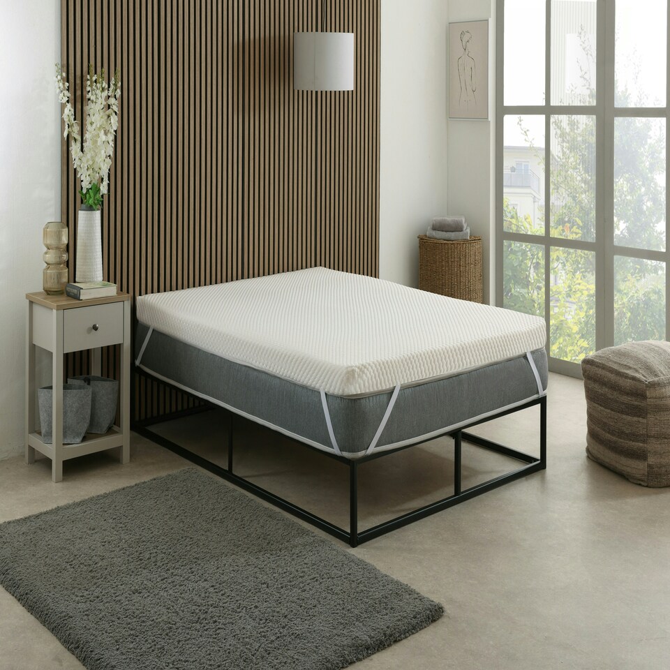 image 1 of Cool Quilted Memory Foam Mattress Topper - 2" Deep, Pressure-Relieving Support White | 1 Inch Thickness | King