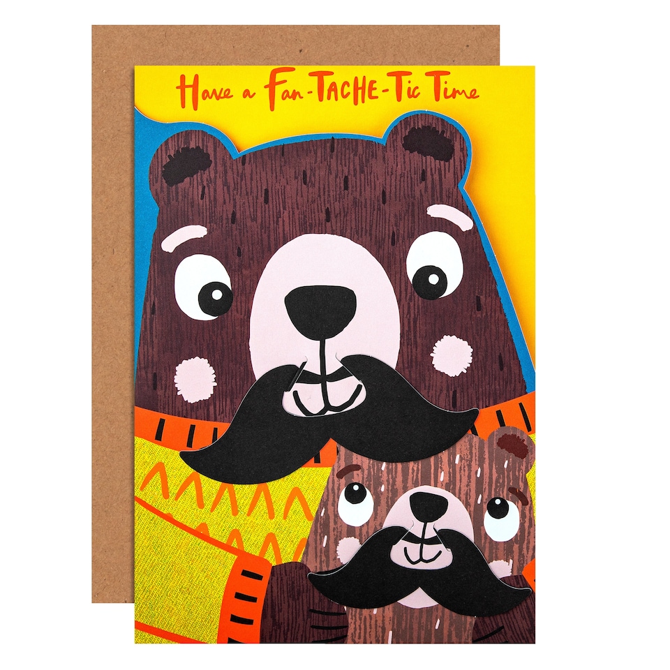 image 1 of Hallmark Father's Day Card - Cute Bear with Removeable Moustaches