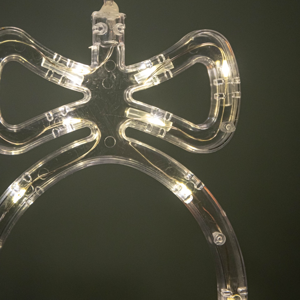 image 1 of 21cm Battery Operated Light up Christmas Bell Window Decoration with Warm White LEDs