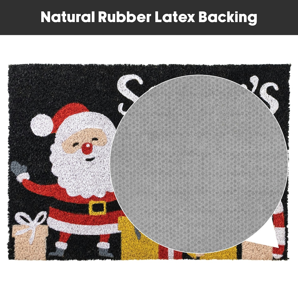 image 1 of JVL Festive Christmas Coir Doormat with Latex Back 40x58cm, Santa