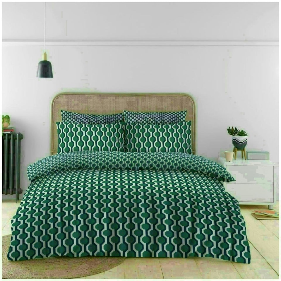 image 1 of Tylan Geometric Printed Duvet Cover Set Reversible Polycotton Beddings Multi | Single