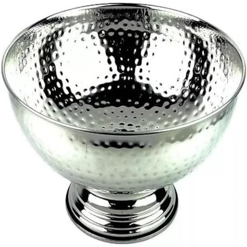 image 1 of Hammered Stainless Stee Ice & Champagnerr Bucket Ideal for Punch - 34 cm Diameter