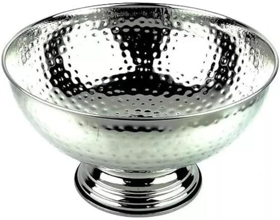 image 1 of Hammered Stainless Stee Ice & Champagnerr Bucket Ideal for Punch - 34 cm Diameter