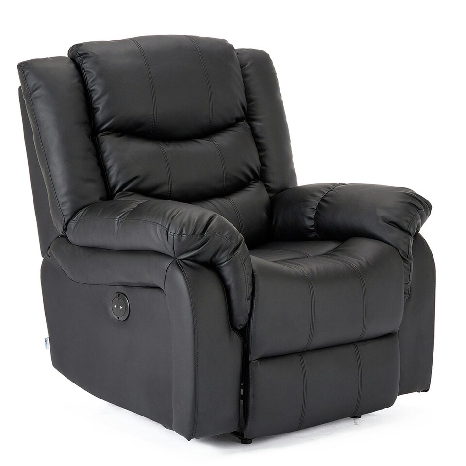 image 1 of Seattle Electric Automatic Recliner Home Lounge Bonded Leather Chair (Black)