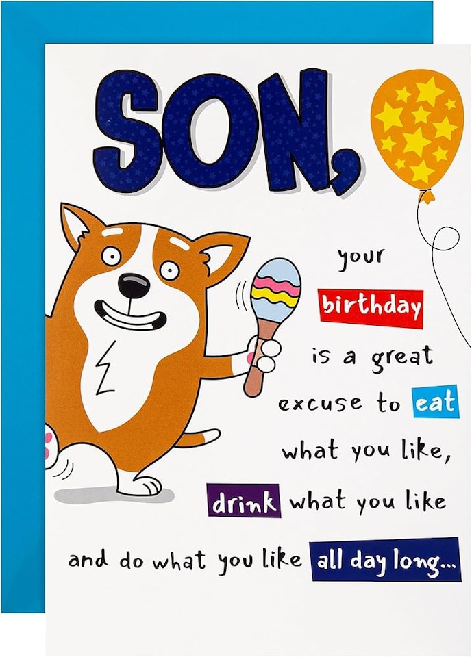 image 1 of Dog Illustration Pop Up Design Funny Son Birthday Card