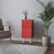 image 2 of Rustic Brown 2-Tier 2-Drawer Cube Shelving Unit with Scandinavian Legs | Red | Red & White | 1
