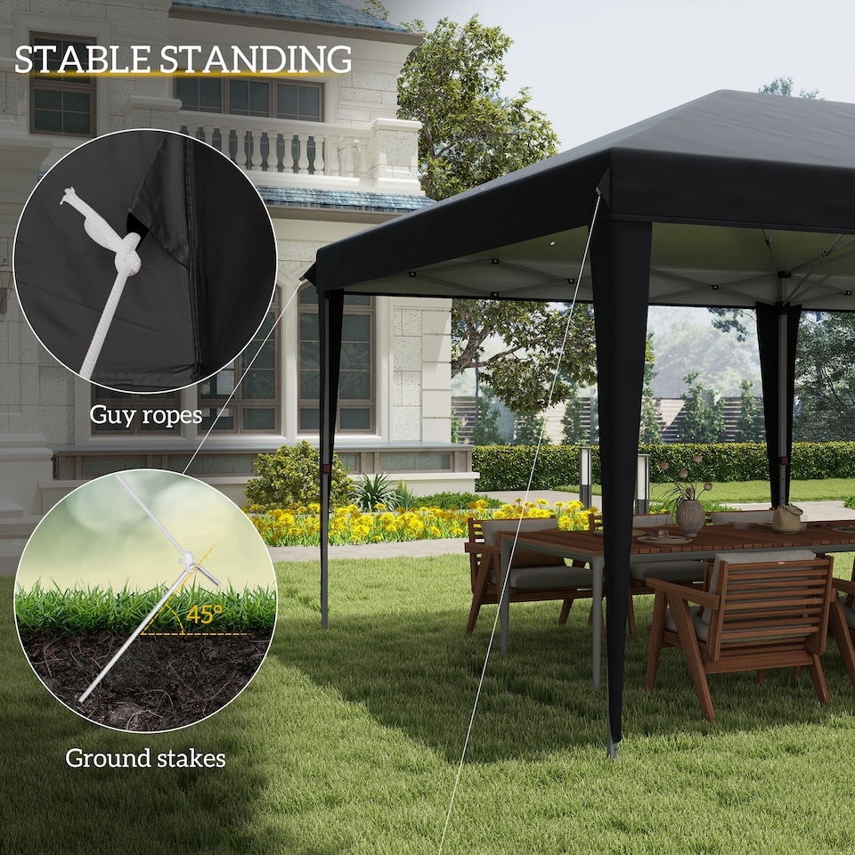 image 1 of Outsunny Pop Up Gazebo 3 x 6m, Foldable Canopy Tent, Height Adjustable Wedding Awning Canopy wCarrying Bag, Black