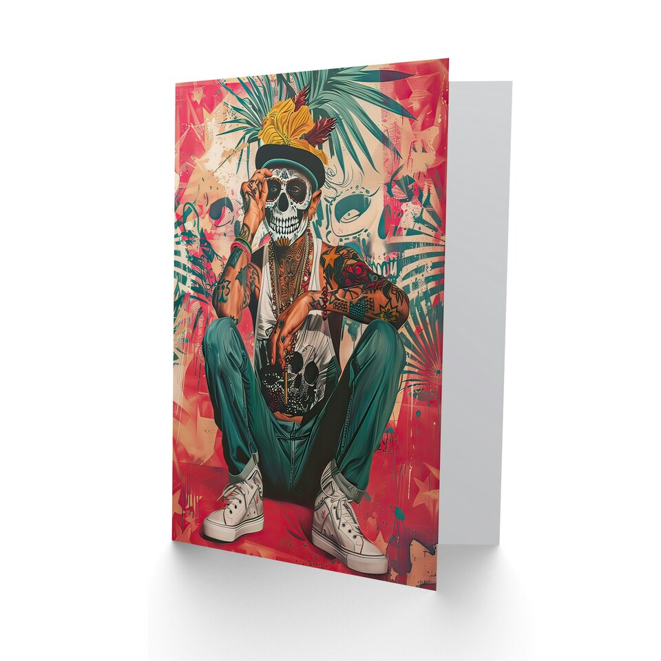 image 1 of Day Dead Portrait Tattoos Street Mexican Him Her Birthday Card
