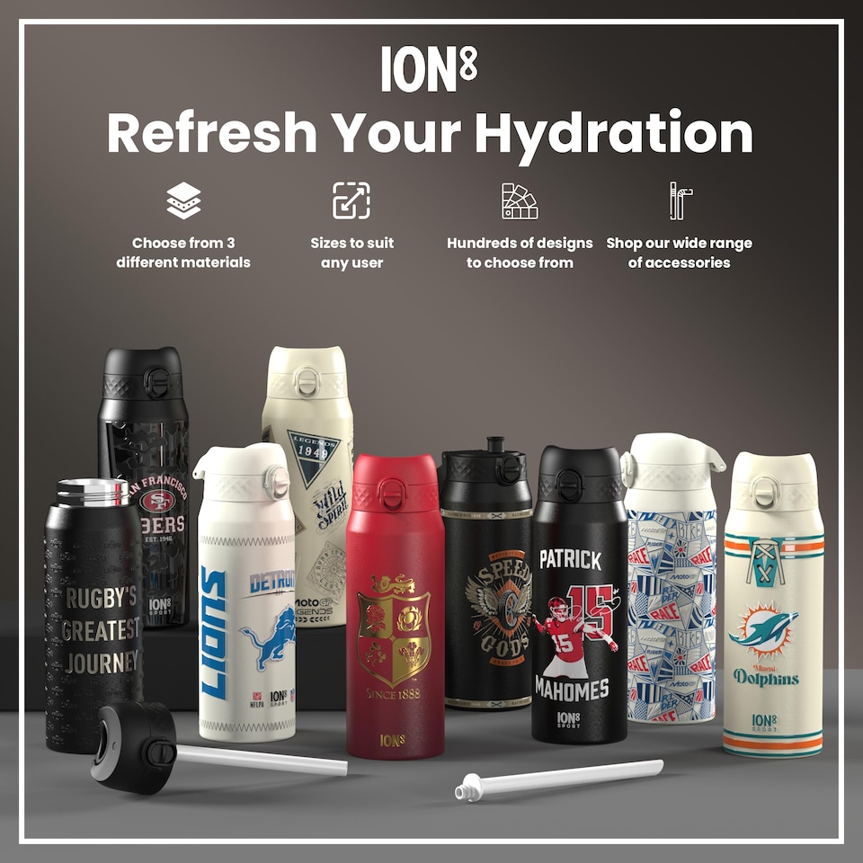 image 1 of Leak Proof Slim Water Bottle, BPA Free, NFL, 500ml (18oz) | Black | NFLPA Wide Receivers | One Size