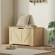 image 2 of HOMCOM Storage Trunk with 2 Safety Hinges, 80cm, Natural Wood Finish | Brown | 80 x 40 x 45 cm