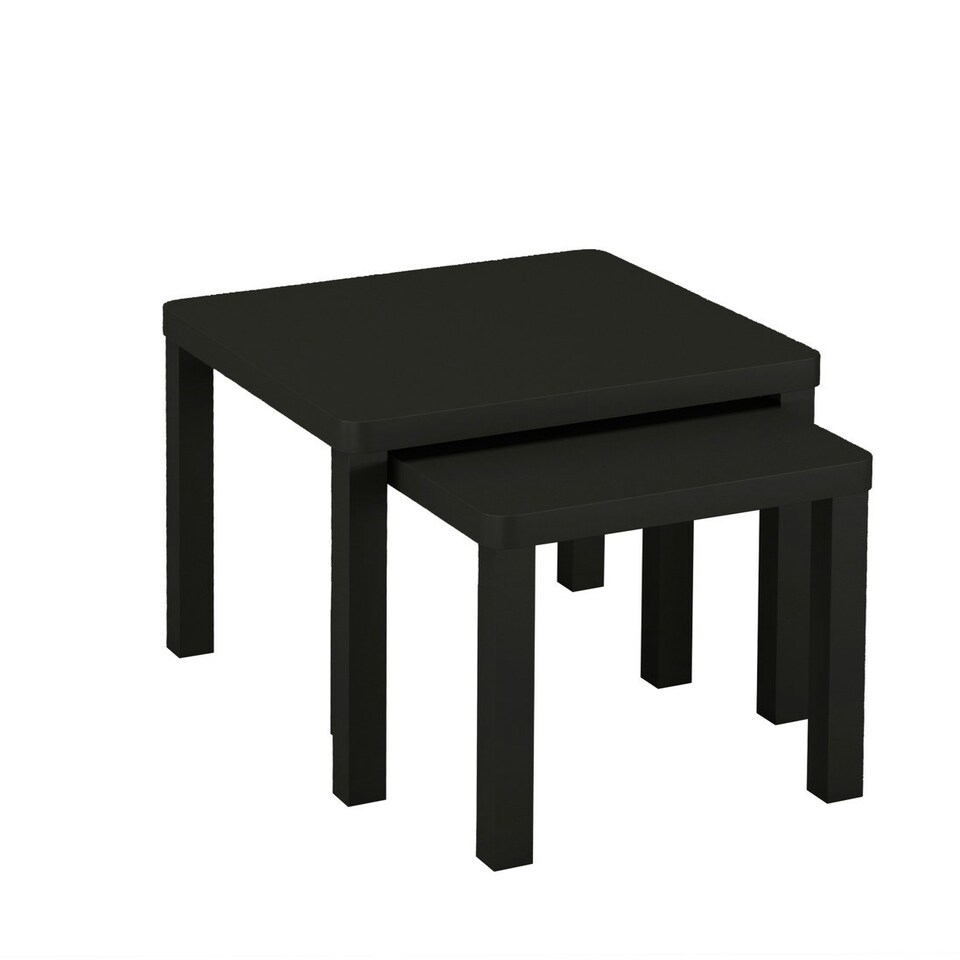 image 1 of Set of 2 Square Wooden Nesting Coffee Side Tables White | 0