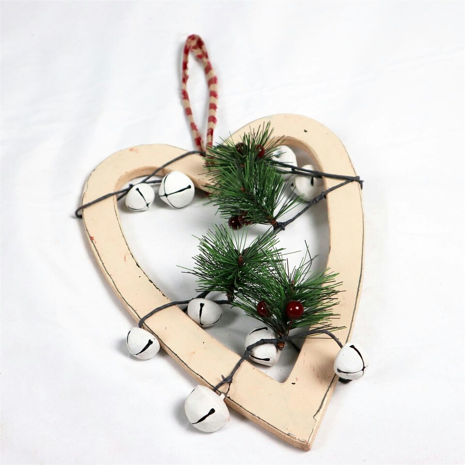 image 1 of Cream Heart Hanging Decoration - 30cm
